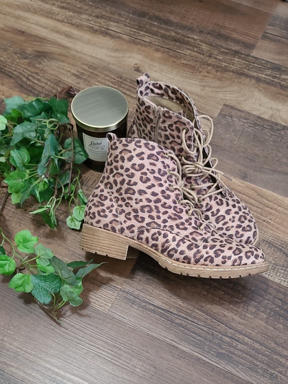 Faux Suede Leopard Ankle Booties - Picture 1 of 5